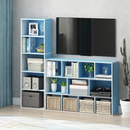 Furinno Luder Bookcase / Book / Storage , 5-Tier, White / Light Blue