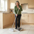 Metal Dustpan with Soft Bristles Broom Heavy Duty Stainless Steel Upright Standing Dust Pan and Broom for Sweeping Indoor Outdoor Home Kitchen Office Lobby Hardwood Floor Cleaning