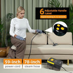 Handheld Pressurized Steam Cleaner， 6-Level Adjustable Handle 20s Heat-Up Big Tank, Portable Steamer for Cleaning Stubborn Dirt Grease Tile Grout Floor Car (Black/Yellow)