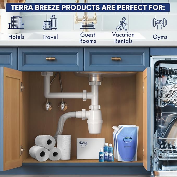 Dish Soap Refill Bag | Non-Toxic, Gentle on Skin | Eco-Friendly Dishwashing Solution for Home Kitchens, Restaurants, and Vacation Rentals | 1 Liter Refill For Small Dispensers