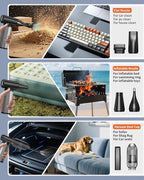 Compressed Air Duster, 2-in-1 Air Duster & Vacuum with 320000RPM Brushless Motor, Electric Air Duster Rechargeable, 3-Gear Adjustable Air Blower for Keyboard, Computer, Car, Home, Outdoor Cleaning