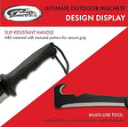 SZCO Supplies 19.5” Hook And Sawback Ultimate Outdoor Survival Machete With Nylon Sheath, Black, 211561