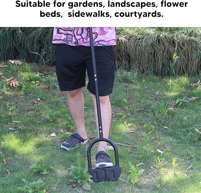 Half Moon Edger Lawn Tool, Manual Step Edger Saw Tooth Garden Hand Edging Shovel with Steel Long Handle for Yard Landscaping Borders Sidewalk Driveways Cable Burying Maintenance Flower Beds Grass