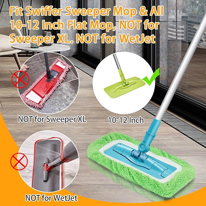 Reusable Dry Sweeping Cloths Microfiber Wet Mop Pads Compatible with Swiffer Sweeper Mop Replacement Sweeping Mopping pad Refills for Hardwood Surface Floor Cleaning (10PCS)
