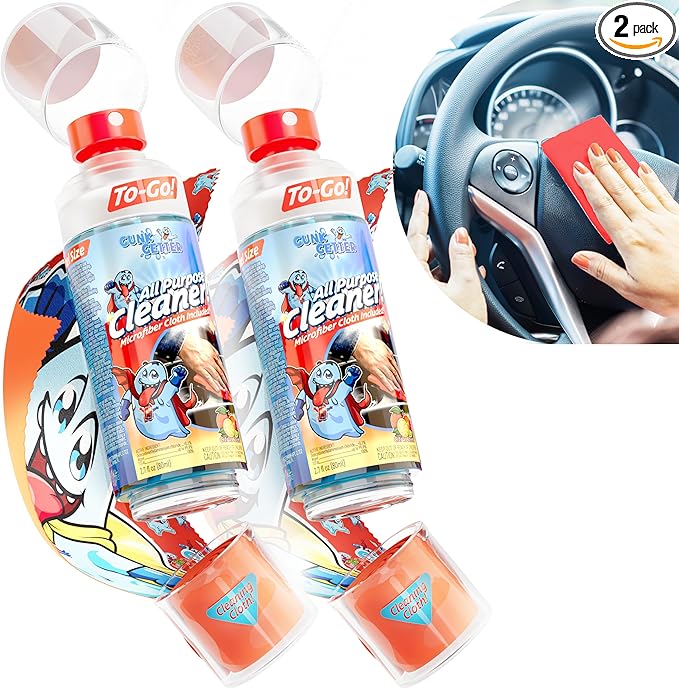 Travel Spray Bottle With Microfiber Cap - All Purpose Cleaner - Fresh (2 Pack)
