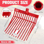 Lasnten 6 Pack Manure Fork Replacement Heads 12 Tines Heavy Duty Pitchfork Heads with Screws & Nuts Durable Horse Manure Rake for Picking up Grass Hay Animal Waste(Red)