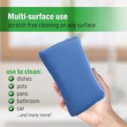 Miracle Microfiber Kitchen Sponge by Scrub-It - Non-Scratch Heavy Duty Dishwashing Cleaning sponges- Machine Washable - (Blue)