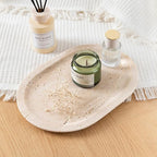 Natural Marble Decorative Tray Bathroom Counter Perfume Organizer Vanity Tray for Home Decor, Jewelry Candle, Coffee Table, Soap Holder Dresser Countertop Accessories 8"x11" Travertine