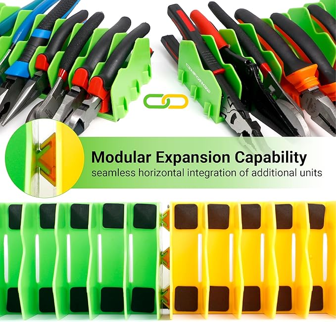 Cenfoge Plier Organizer, Plier Rack, Plier Holder and Cutter Organizer with Non-Slip Rubber Base, PlierOrganizer for Tool Box Drawer, 20 Slots, Tool Storage, Plier Rack (2 PC-Green)
