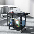 VEVOR Utility Cart, 550 lbs Load Capacity, 31.3 x 17.7-inch Service Cart, Two-Shelf Heavy Duty Plastic Utility Cart with 360° Swivel Wheels (2 with Brakes), Suitable for Warehouse, Garage, Cleaning