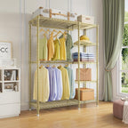 VIPEK V7 Clothes Rack Heavy Duty Max Load 670lbs, Garment Rack with 5 Tiers Adjustable Shelves Portable Closet Metal Sturdy Wardrobe Storage System for Walk-in Closet, Bedroom, Small Space (Gold)