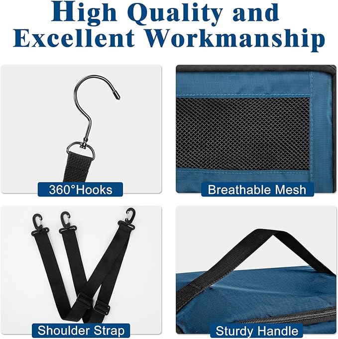 Suitcase Organizer, Carry on Closet Luggage Organizers Accessories for Travel, Foldable and Hangable Portable Hanging Travel Shelves with a Shoulder Strap to Use As a Travel Backpack Medium, Navy Blue