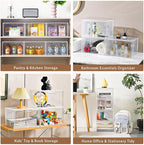 Closet Organizers and Storage, Acrylic Clear Plastic Storage Bins with Magnetic Door, 8 Pack Storage Containers for Clothes Home Organization Purse Bag Cabinet Display Closet Organizer System