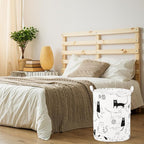 Foldable Baby Laundry Basket Hamper for Nursery Girl Boy kids Clothes laundry hamper basket Portable Tall Collapsible Cute Laundry Basket Organizer, Nursery Storage Basket with Handles (Animal Cats)