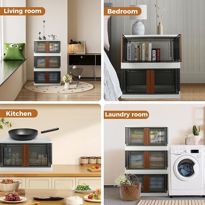 Storage Bin, Cabinet with Lids, Extra Large, Useful Box, 19 Gallon (72L) Capacity, Foldable, Plastic, Underbed or Countertop Use, Home Organizer