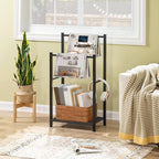 HOOBRO Free Standing Towel Rack for Bathroom, 16.5" L x 9.4" W x 31.5" H, 2 Tier Blanket Rack, Blanket Holder, Drying and Display Rack with Shelf, Black BB02LB01