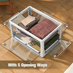 3 Pack Foldable Storage Bins, 8Gal Collapsible Storage Bins with 5 Opening Ways, Folding Storage Boxes, Foldable Storage Cubes for Clothing, Books, White