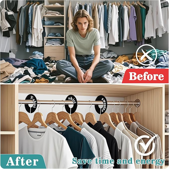 Sukh Baby Closet Dividers 30pcs - Plastic Clothes Organizer Shelf Tags Labels for Clothing Rack Wardrobe Store Warehouse Nursery Must Haves Boutique Supplies Sturdy Durable Flexible No Burrs (Black)