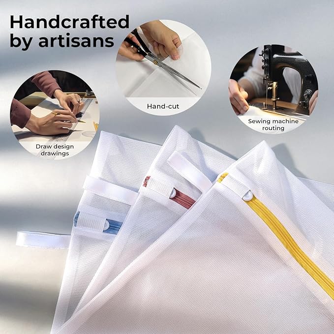 9 Pack Laundry Bag, Mesh Laundry Bags with Sturdy Zipper, Hanging Loop and Breathable Fine Net, Artisans Made Wash Bags for Lingerie, Delicates, Underwear, Pants, Shoes, Socks