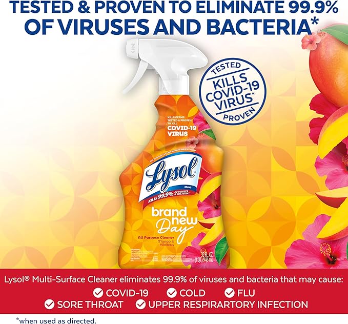 LYSOL Bathroom Cleaner Spray, Foaming Cleaner for Bathrooms, Showers, and Tubs, Mango & Hibiscus Scent, 32oz