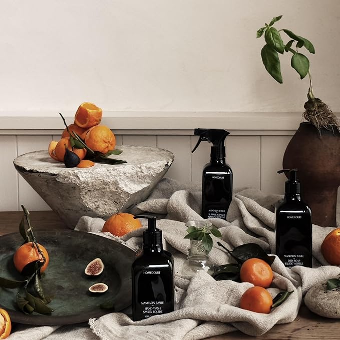 Homecourt Dish Soap, Dishwashing Liquid with Clean Ingredients, Non-Toxic & Skin-Safe, Safe for People & Pets, Mandarin Basile, 16 fl oz