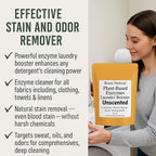 Plant-Based Enzymes Laundry Booster – Unscented | Advanced Enzyme Cleaner & Odor Remover | Powerful Stain Remover for All Fabrics | Biodegradable, HE Safe – 16 oz | Made in USA