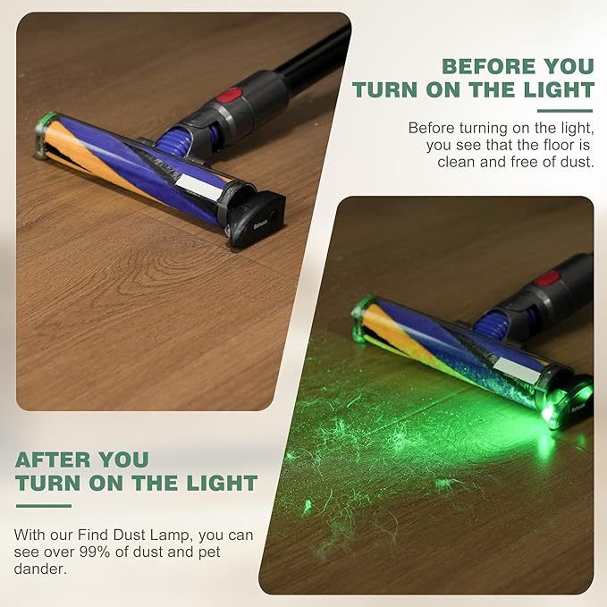 Vacuum Cleaner Dust Display LED,Compatible with Dyson & All Vacuum Cleaners,Reveal Microscopic Dust & Illuminate Invisible Pet,Cat, Dog Fur,Vacuum Accessories Upgrade Vacuum Attachments (Black)