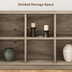 GarveeHome 8 Cube Storage Organizer Bookshelf, Farmhouse Horizontal Bookcase, 62 Inch Wood Storage Bookcase for Entryway, Long Low Bookshelves for Living Room (Grey, 8 Cube)