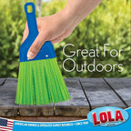 LOLA Whisk Broom, Hand Brush, 6 Pack Durable Bristles, Whisks Away Dirt & Debris, Compact, Hang Hole for Easy Storage, Indoor/Outdoor