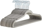 Amazon Basics Slim Velvet Non-Slip Space Saving Suit Clothes Hangers, Sturdy Metal, Gray/Silver, 30-Pack