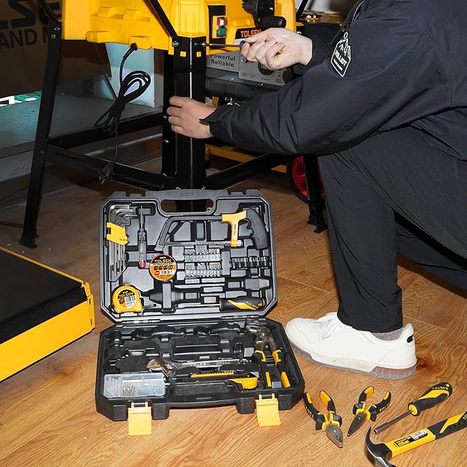 TOLSEN Tool Set for Home Maintenance and Daily Use, General Household Hand Tool kit with Plastic Storage Toolbox, 119 Pieces Home Tool Kits for All Purpose