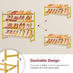 Tajsoon Expandable Shoe Rack for Closet 4 Tier, 29“-41“Adjustable & Stackable Shoe Shelf Storage, Metal Shoe Rack Organizer for Front Door Entrance, Closet, Garage, Entryway, Gold