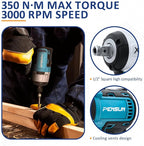 PENSUN Cordless Impact Wrench With Work Light, 3000 RPM & Max Torque 260 ft-lbs Brushless Impact Wrench, 1/2 Impact Gun with 2pcs 4.0Ah Li-ion Battery