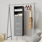 6-Shelves Hanging Closet Organizer with 5 Different Drawers, Foldable Closet Organizers and Storage for Wardrobe, Closet& RV, Clothes and Accessories Storage, Non-Woven Fabric, Gray