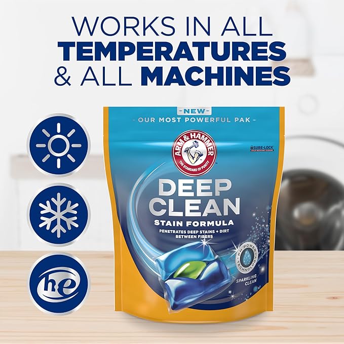ARM & HAMMER Deep Clean Stain Formula, Laundry Detergent Power Paks, 21 ct.