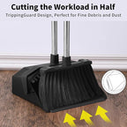 3-Pack Upright Broom with Dustpan Combo Set, Commercial Broom and Dustpan Set, Industrial Brooms and Dust Pan with Long Handle for Restaurant Kitchen Shop Warehouse Lobby Garage - Black