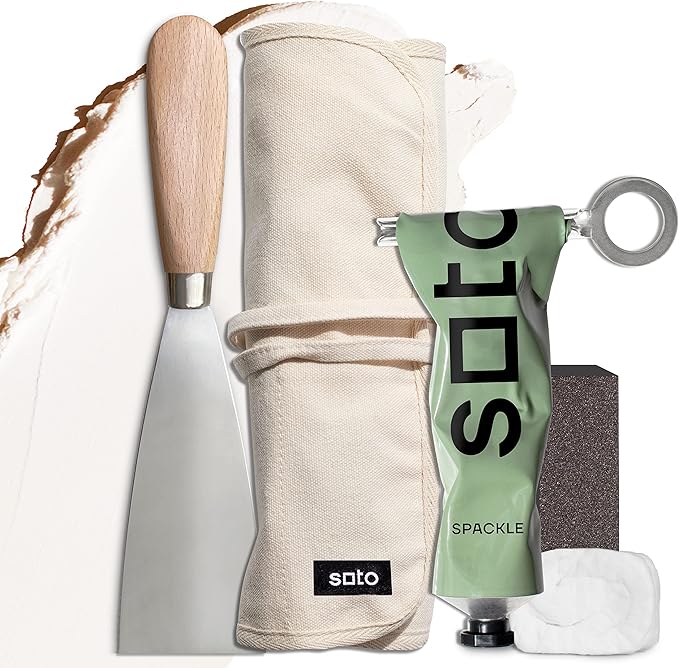 soto Small Hole Repair, White Spackle, 7-Piece Kit (No. 06 Gesso White) - High Strength Small Hole Repair Kit for use on: Walls, Drywall, Ceiling, Furniture, Cabinets