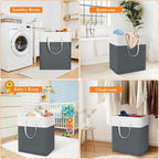 TasticTotes laundry basket 3-Pack, laundry hamper, Hamper with handles, collapsible laundry baskets, Waterproof dirty clothes hamper, Towel Storage for Home or Dorm, 100L-Grey