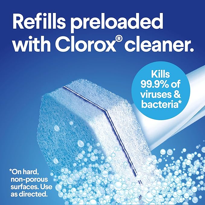 CLOROX ToiletWand Disposable Toilet Cleaning System - ToiletWand, Storage Caddy and 16 Disinfecting Refill Heads (Pack of 6)