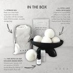 Premium Wool Dryer Balls, Set of 6 XL 100% New Zealand Wool, Natural Fabric Softener, Reusable, Anti Static, Reduces Drying Time, Wrinkles, Pet Hair, Lint