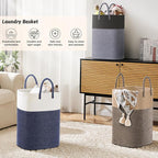 Laundry Basket,Woven Cotton Rope Laundry Hamper,Versatile Storage for Dirty Clothes,Baby Toys,and Blankets in Bathroom, Nursery,and Living Room (Black, 60L)