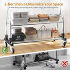 Luxspire Heavy Duty Clothes Rack, Clothing Rack Load 600 LBS, Rolling Clothes Racks for Hanging Clothes with Sturdy Wheels & 2 Tier Shelves, Adjustable Garment Rack for Bedroom, Laundry Room, Silver