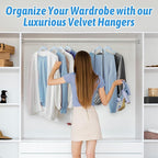 Sishynio 30 Pack Velvet Hangers – Premium Non-Slip Slim Clothes Hangers with 360° Swivel Hook, Space-Saving Flocked Shirt Hangers for Coats, Dresses, Blouses, Suits(Blue)