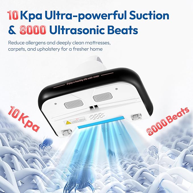 Mattress Vacuum Cleaner UV Sanitizing with HEPA Filter,350W Anti-Allergen for Bed,Carpet,Couch,Dust & Pet Hair, 0.4L Dust Cup with Washable Fliter, Auto UV Shutoff & Overheat Protection