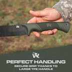 ODENWOLF W Machete - Survival Machete Full Tang with Sheath - Strong D2 Steel Knife Machete for Cutting Trees, for Yard Work, and for Bushcrafting and Big Tactical Knife with TPE-Handle
