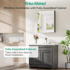 TokeShimi 24x36 Recessed Medicine Cabinet with Mirror Surface Mount, Brushed Nickel Bathroom Mirrored Medicine Cabinet, Bathroom Mirror with Storage Adjustable, Aluminum Framed
