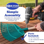 FARM-TUFF 19 Inch Leaf & Garden Rake with 48 Inch Hardwood Handle – Wide, Durable Rake for Lawns, Flower Beds, and Yard Cleanup