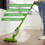 H2O X5 Dual Buff Steam Mop, 8 in 1 Handheld Steam Cleaner For Kitchen Tile Floors, Hardwood Floors, Grout Cleaner, Upholstery Cleaner and Carpets, 2 washable scrub pads, 11 cleaning accessories
