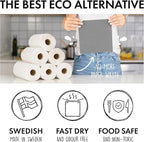 SUPERSCANDI 10 Pack Swedish Dishcloths for Kitchen - 100% Biodegradable & Compostable Reusable Paper Towels Washable, Food-Safe & Without Plastic - Dish Rags Suitable for Any Surface, Grey
