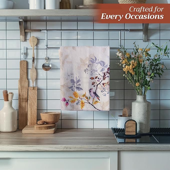 Maison d' Hermine Kitchen Towels Set of 3 100% Cotton 27.50" x 20" Reusable Cloth Tea Dish Towels Absorbent with Hanging Loop for Kitchen, Home, Dining, Cocktail Parties (Equinoxe - Beige)